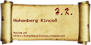 Hohenberg Kincső névjegykártya