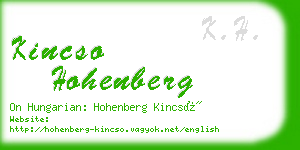 kincso hohenberg business card